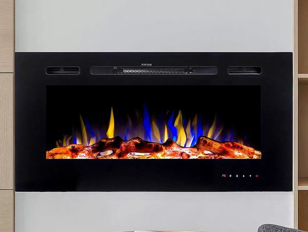 FLAMATECH Lareira Elétrica De Parede De C101,6 X L14 X A54,4 Cm Cor Preto - Calbuco* Lareira Elétrica