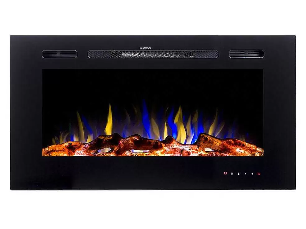 FLAMATECH Lareira Elétrica De Parede De C101,6 X L14 X A54,4 Cm Cor Preto - Calbuco* Lareira Elétrica