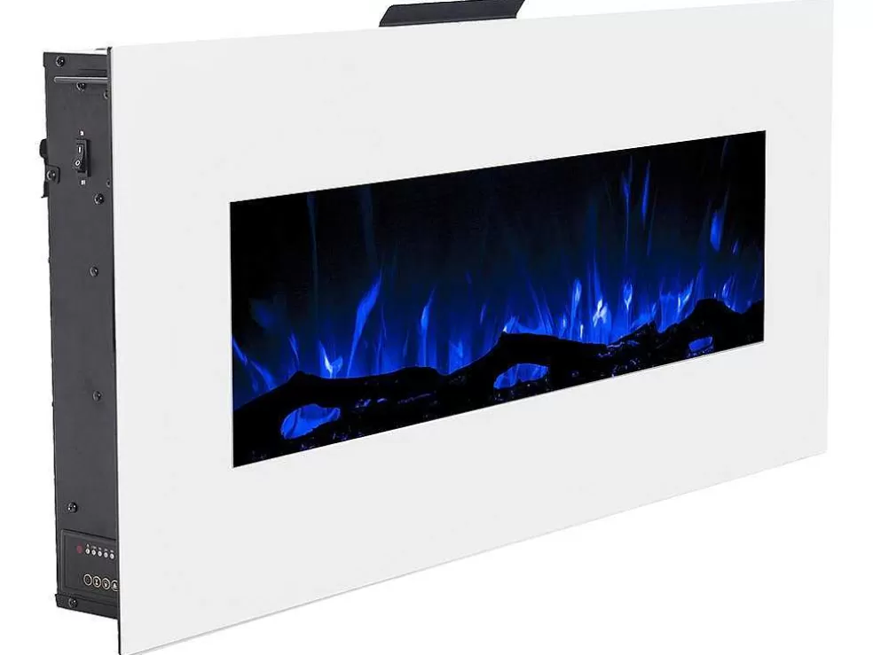 FLAMATECH Lareira Elétrica De Parede Lalita - C110 X L14 X A49 Cm - Branco* Lareira Elétrica