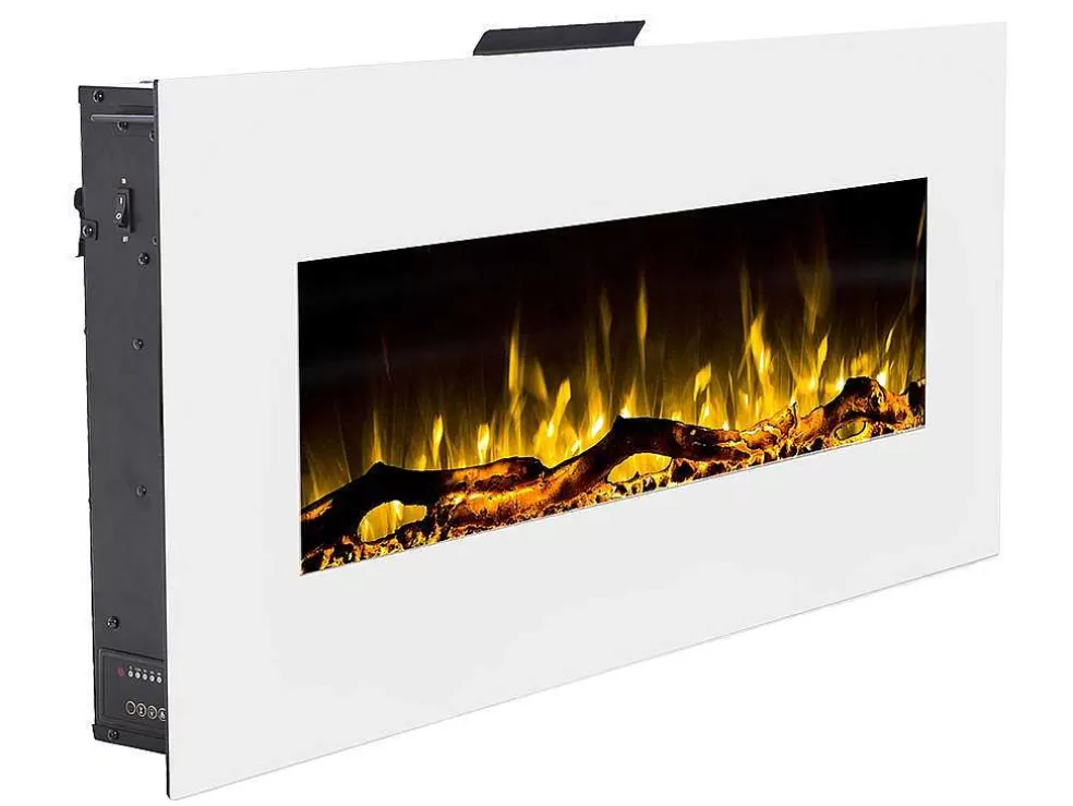 FLAMATECH Lareira Elétrica De Parede Lalita - C110 X L14 X A49 Cm - Branco* Lareira Elétrica