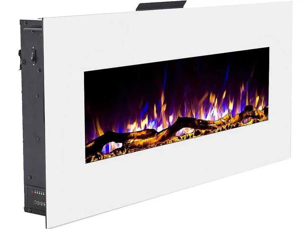 FLAMATECH Lareira Elétrica De Parede Lalita - C110 X L14 X A49 Cm - Branco* Lareira Elétrica