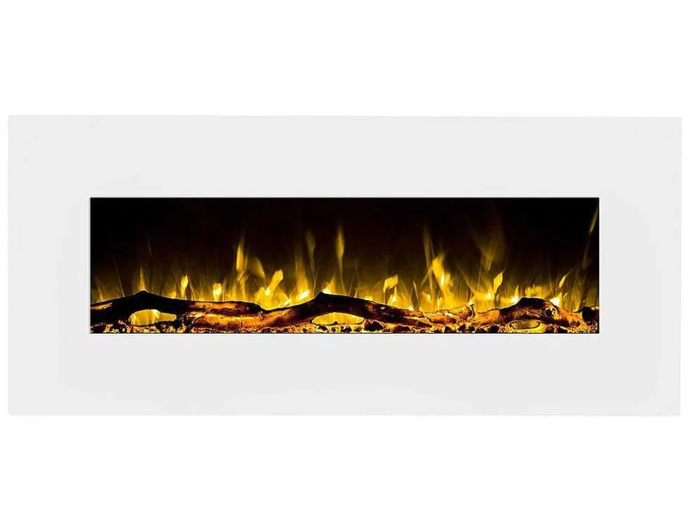 FLAMATECH Lareira Elétrica De Parede Lalita - C110 X L14 X A49 Cm - Branco* Lareira Elétrica