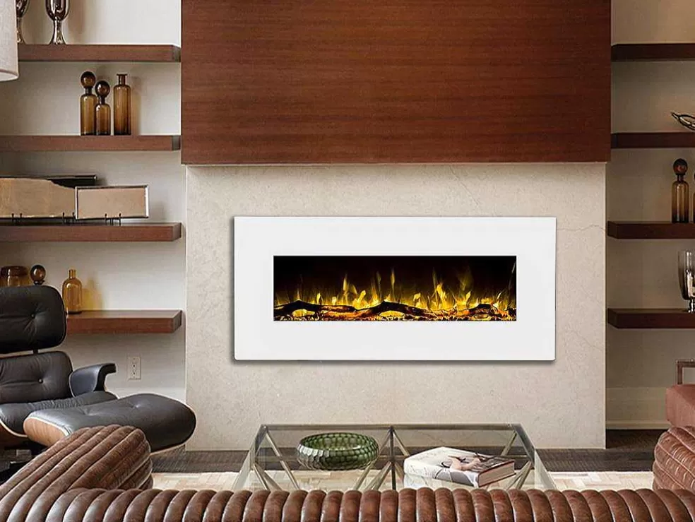 FLAMATECH Lareira Elétrica De Parede Lalita - C110 X L14 X A49 Cm - Branco* Lareira Elétrica