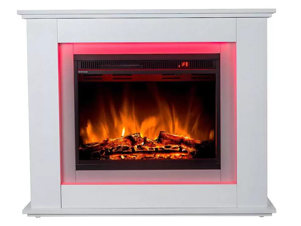 FLAMATECH Lareira Elétrica De Pe Nevado - Com Cobertura - Leds - C100 X L27,5 X A82,5 Cm - Branco* Lareira Elétrica