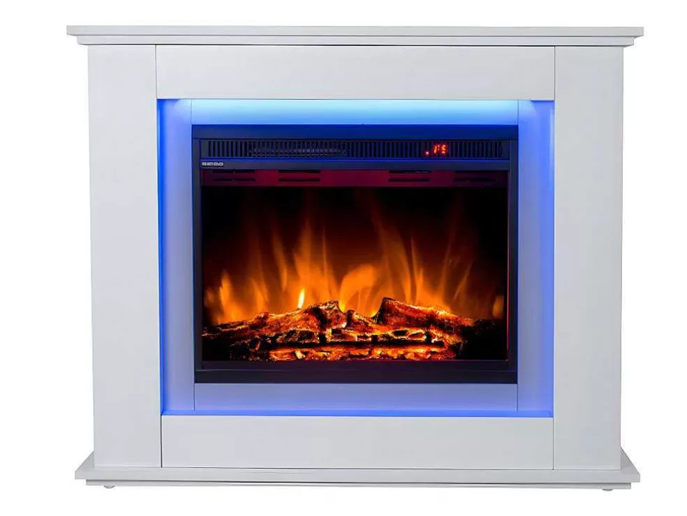FLAMATECH Lareira Elétrica De Pe Nevado - Com Cobertura - Leds - C100 X L27,5 X A82,5 Cm - Branco* Lareira Elétrica