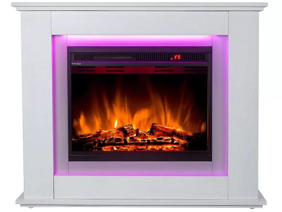 FLAMATECH Lareira Elétrica De Pe Nevado - Com Cobertura - Leds - C100 X L27,5 X A82,5 Cm - Branco* Lareira Elétrica