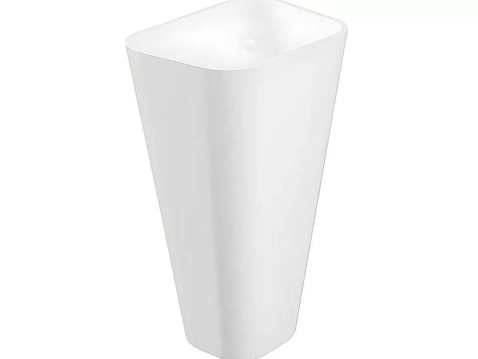 Shower & Design Lavatório Com Pe Retangular Em Solid Surface Cor Branco - Tilicho* Promoções Casa De Banho & Bem-Estar