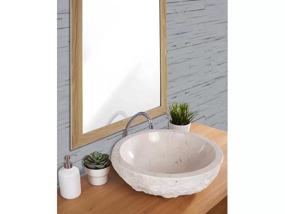 Shower & Design Lavatório De Casa De Banho Em Marmore Lime - Cor Creme* Lavatório