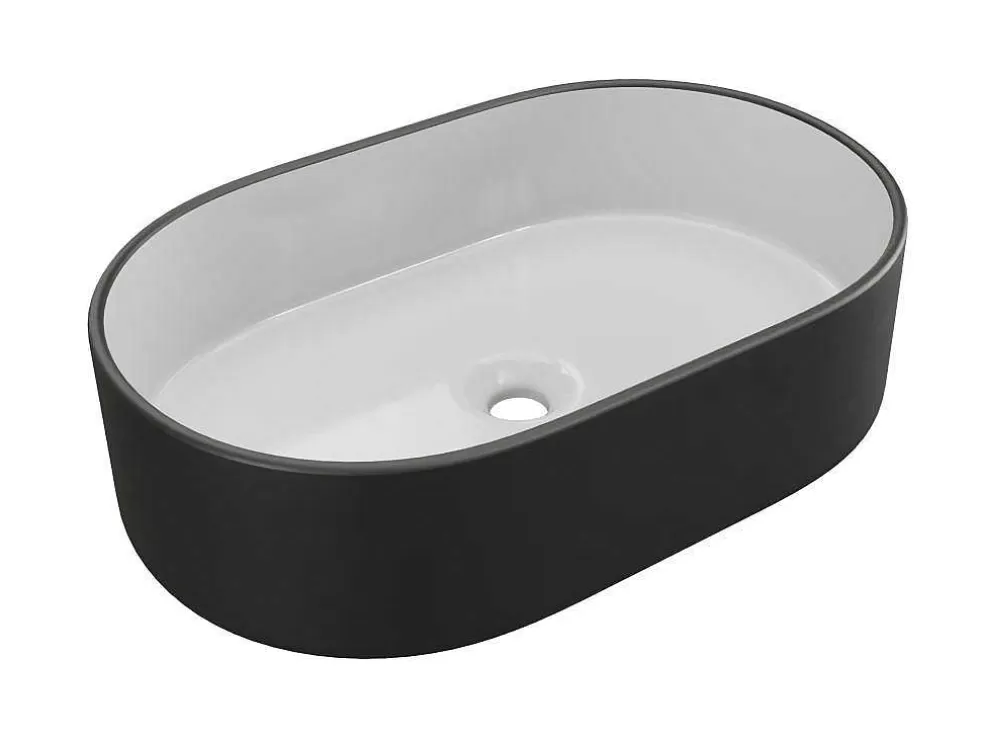 Shower & Design Lavatório De Casa De Banho Iwa - Bicolor Preto E Interior Branco* Lavatório