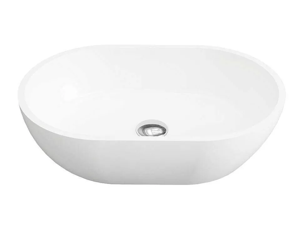 Shower & Design Lavatório De Casa De Banho Oval Em Solid Surface Cor Branco De 58 Cm - Sengli* Lavatório