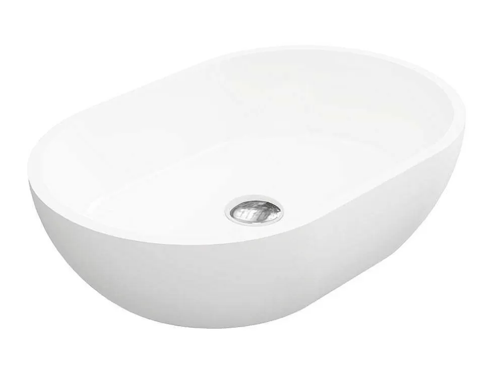 Shower & Design Lavatório De Casa De Banho Oval Em Solid Surface Cor Branco De 58 Cm - Sengli* Lavatório