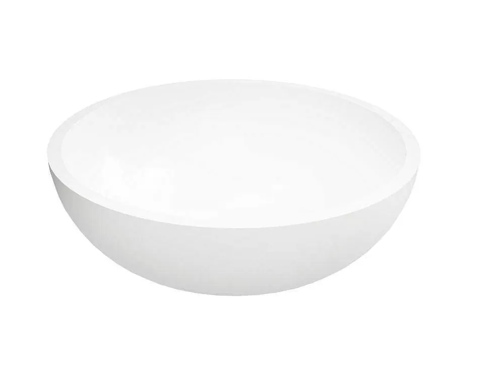 Shower & Design Lavatório De Casa De Banho Redondo Em Solid Surface De 40 Cm Cor Branco - Imja* Lavatório