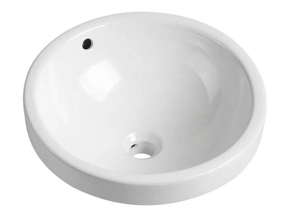 Shower & Design Lavatório De Casa De Banho Semi-Encastrado Redondo Em Ceramica Cor Branco - Catonac* Lavatório