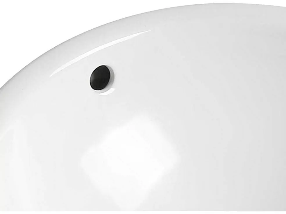 Shower & Design Lavatório De Casa De Banho Semi-Encastrado Redondo Em Ceramica Cor Branco - Catonac* Lavatório
