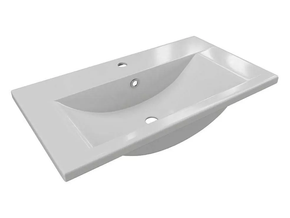 Shower & Design Lavatório De Casa De Banho Semi-Encastrado Retangular Ceramica, 71,5 Cm, Branco - Yasmac Ii* Lavatório