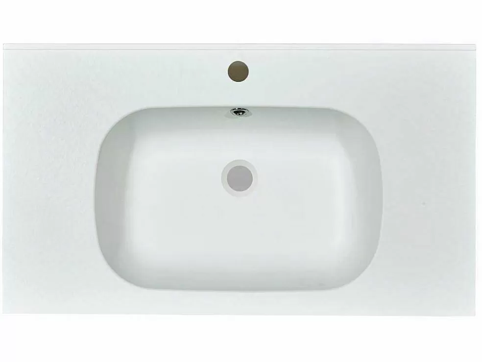 Shower & Design Lavatório De Encastrar Em Resina Efeito Pedra Branca C80 X L46 Cm - Okiwa* Lavatório