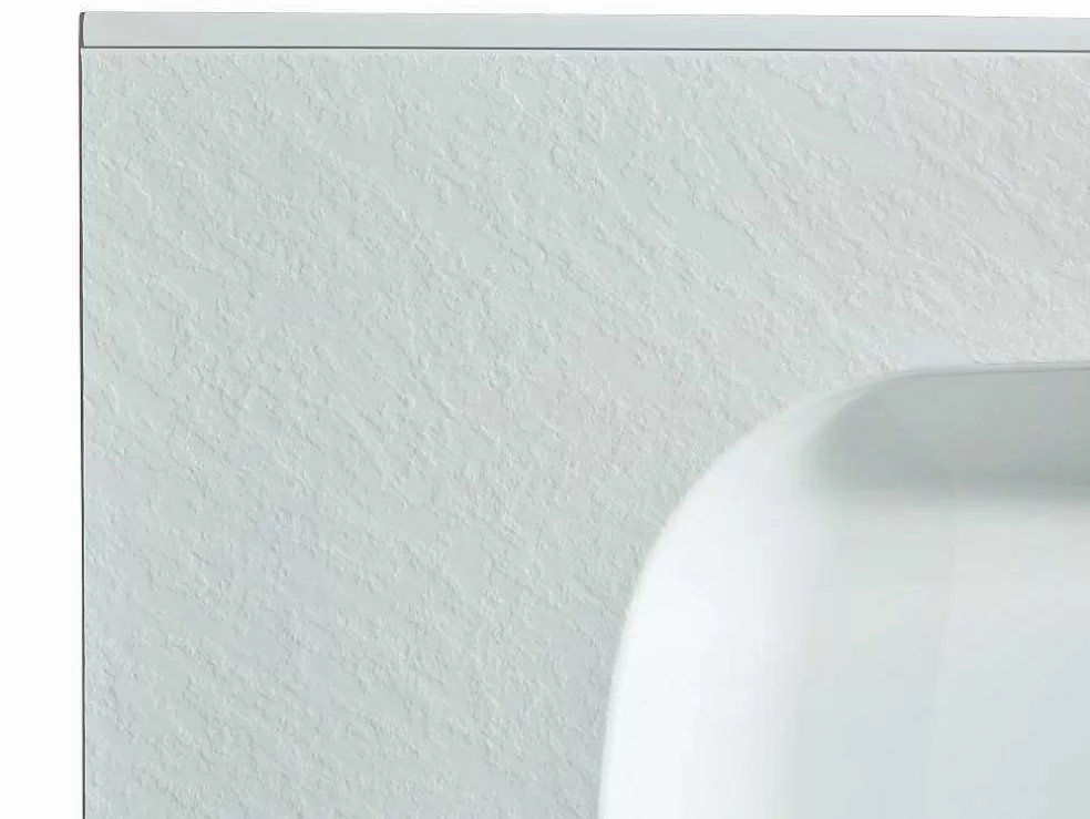 Shower & Design Lavatório De Encastrar Em Resina Efeito Pedra Branca C80 X L46 Cm - Okiwa* Lavatório