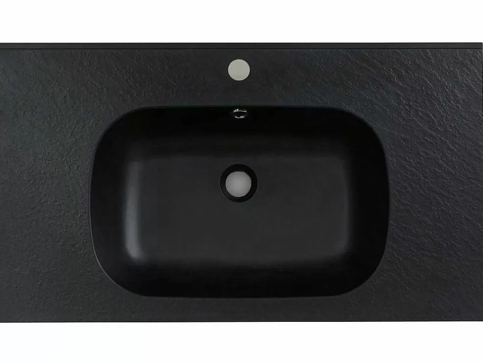 Shower & Design Lavatório De Encastrar Em Resina Efeito Pedra Preta C80 X L46 Cm - Okiwa* Lavatório