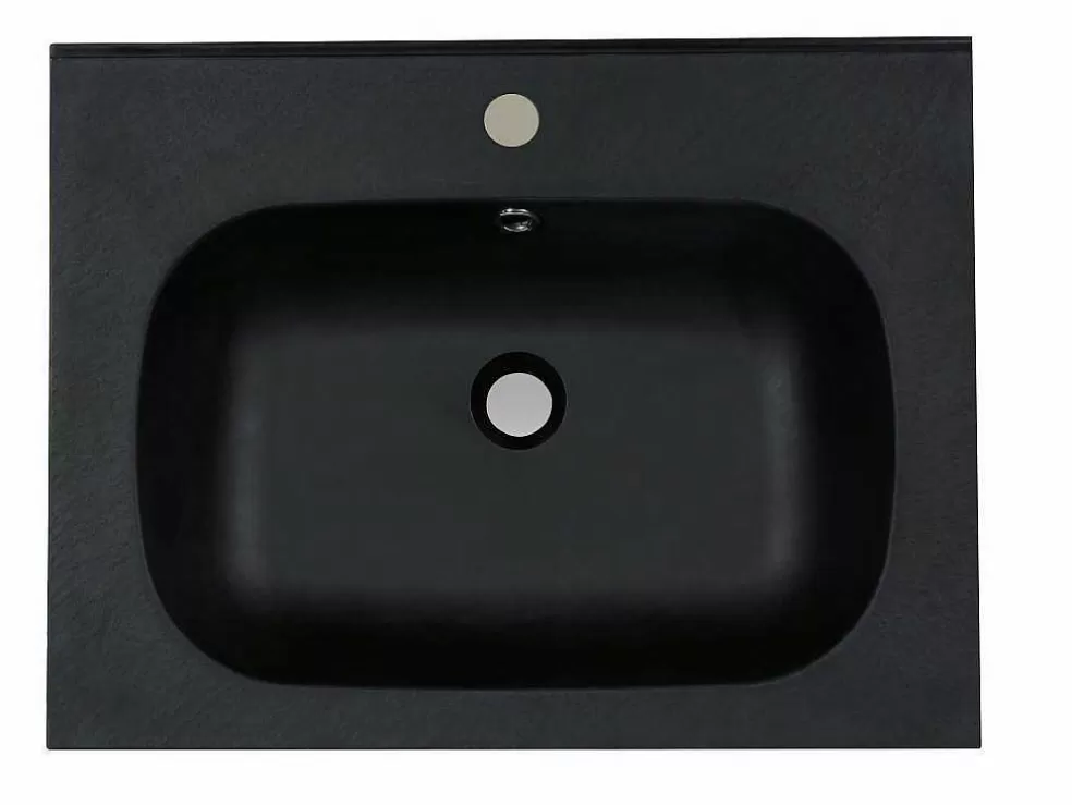 Shower & Design Lavatório De Encastrar Em Resina Efeito Pedra Preto C60 X L46 Cm - Okiwa* Lavatório