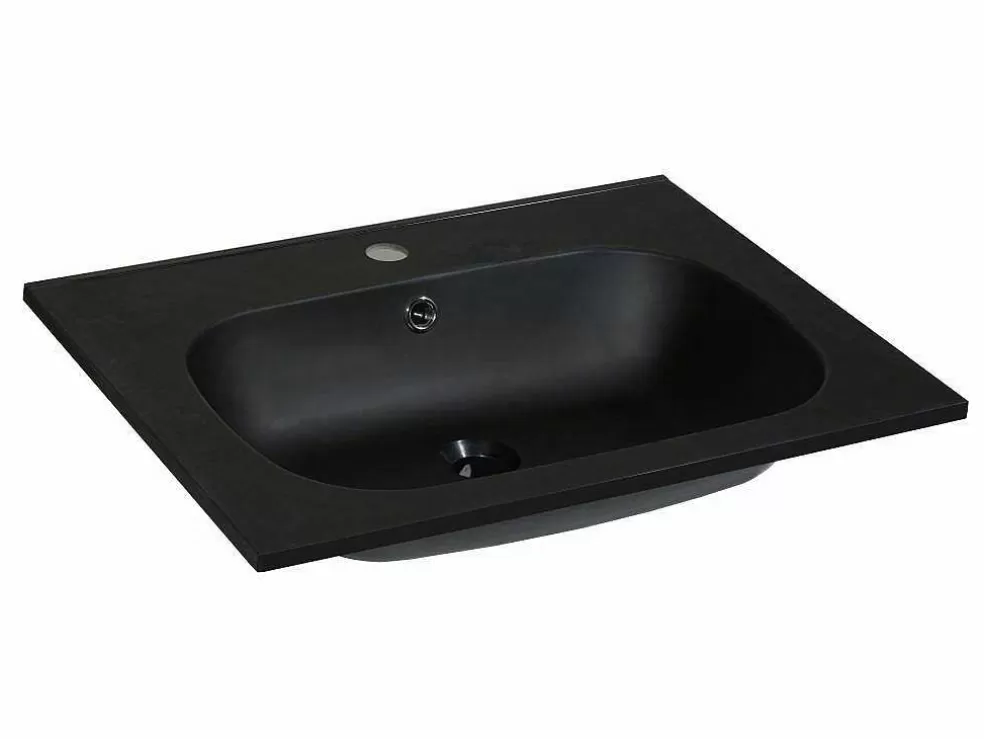 Shower & Design Lavatório De Encastrar Em Resina Efeito Pedra Preto C60 X L46 Cm - Okiwa* Lavatório
