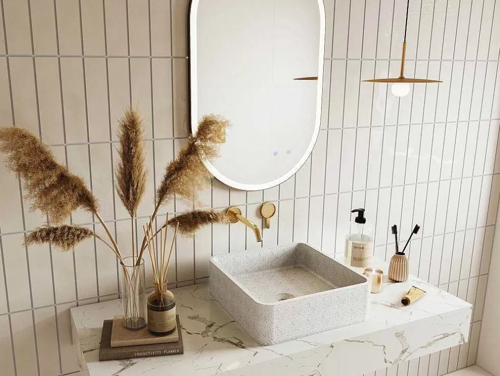 Shower & Design Lavatório De Pousar Quadrado Em Terrazzo C39 X L39 Cm - Stochi* Lavatório