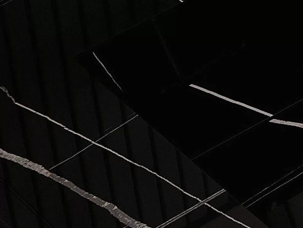 Shower & Design Lavatório Duplo Suspenso Em Solid Surface Efeito Marmore Preto C120,2Xl45,2Xa8 Cm - Takotna* Lavatório