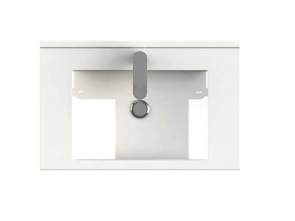 Shower & Design Lavatório Para Encastrar Em Ceramica Retangular Branca, De Pouca Profundidade - L62 X A18 - Vigou* Lavatório