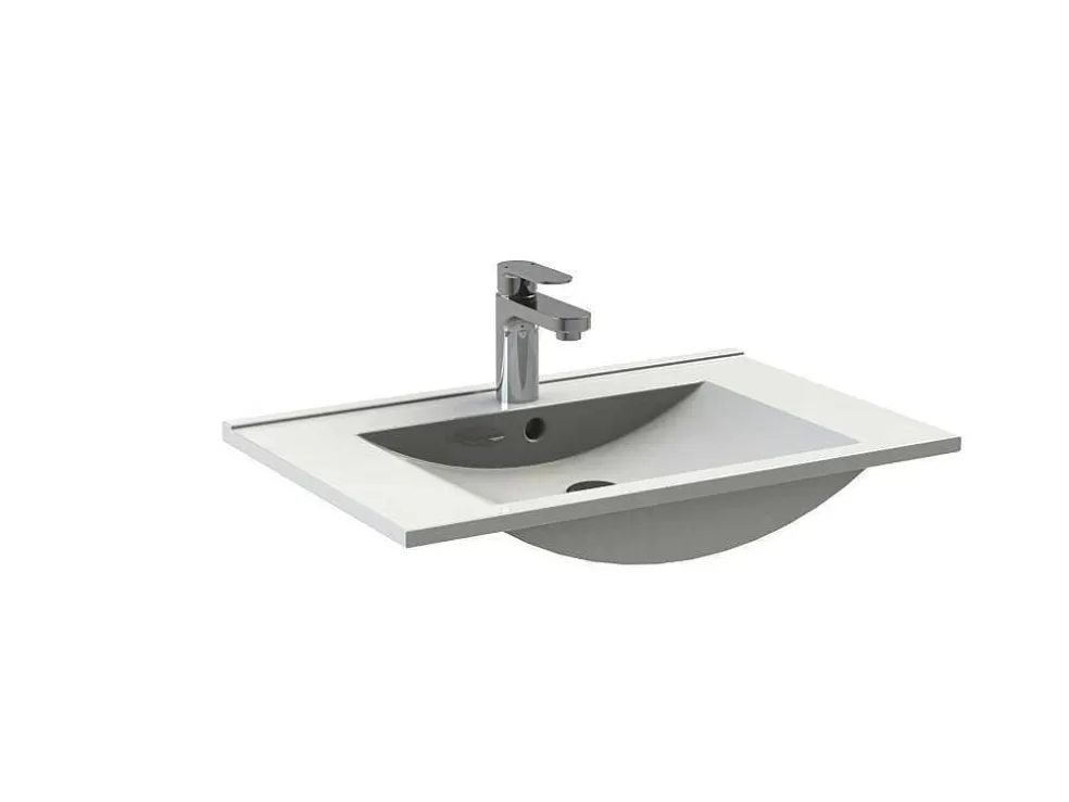 Shower & Design Lavatório Para Encastrar Em Ceramica Retangular Branca, De Pouca Profundidade - L62 X A18 - Vigou* Lavatório