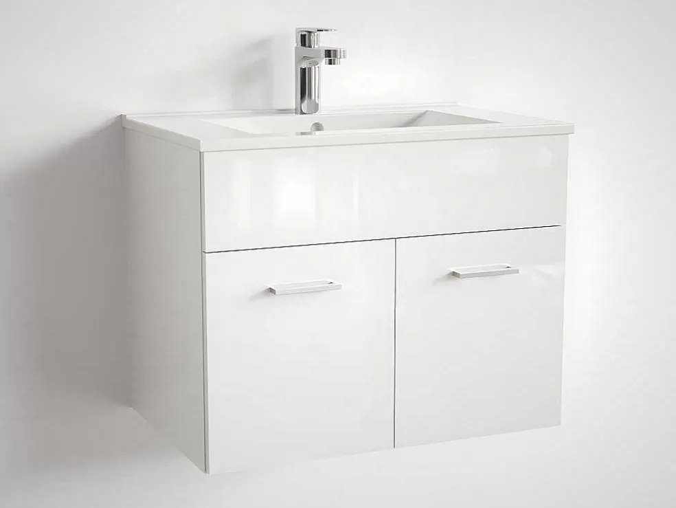 Shower & Design Lavatório Para Encastrar Em Ceramica Retangular Branca, De Pouca Profundidade - L62 X A18 - Vigou* Lavatório