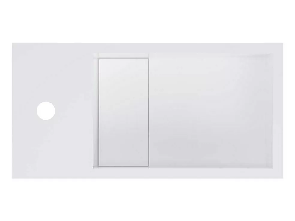 Shower & Design Lavatório Suspenso Branco Solid Surface Com Nicho, Torneira A Esquerda 40 Cm - Pumori* Móvel De Parede Para Casa De Banho