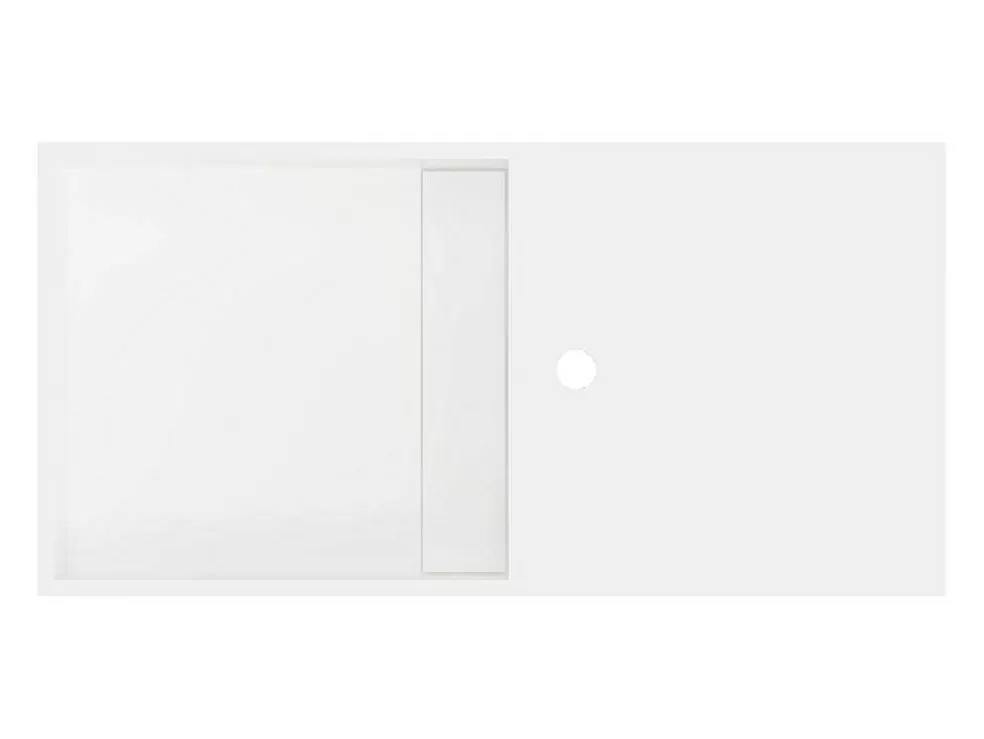 Shower & Design Lavatório Suspenso Em Solid Surface Com Nicho Cor Branco De C80 X L40 X A20 Cm - Goyoko* Móvel De Parede Para Casa De Banho