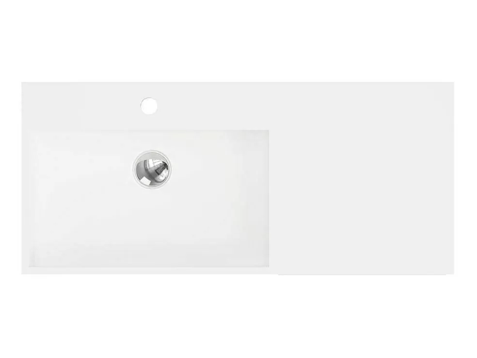 Shower & Design Lavatório Suspenso Em Solid Surface Com Toalheiro Cor Branco De C90 X L40 X A17 Cm - Gandaki* Móvel De Parede Para Casa De Banho