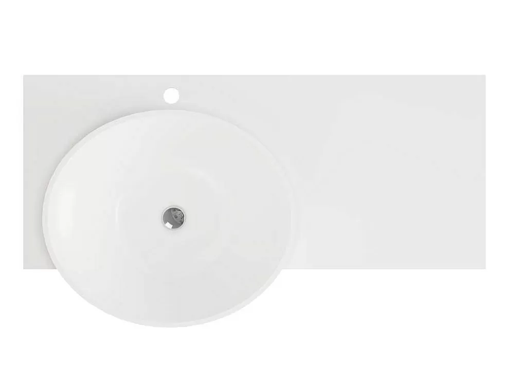 Shower & Design Lavatório Suspenso Em Solid Surface Com Toalheiro Cor Branco De C100 X L54 X A20 Cm - Yumiko* Móvel De Parede Para Casa De Banho