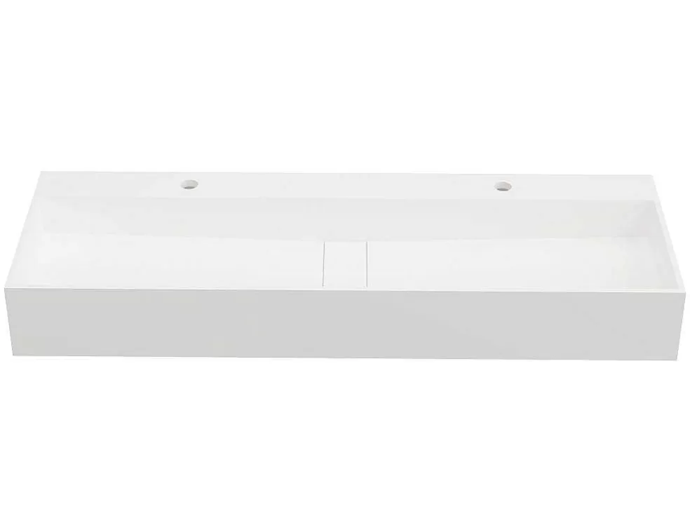 Shower & Design Lavatório Suspenso Em Solid Surface Cor Branco De C120 X L40 X A15 Cm - Yamdrok* Móvel De Parede Para Casa De Banho