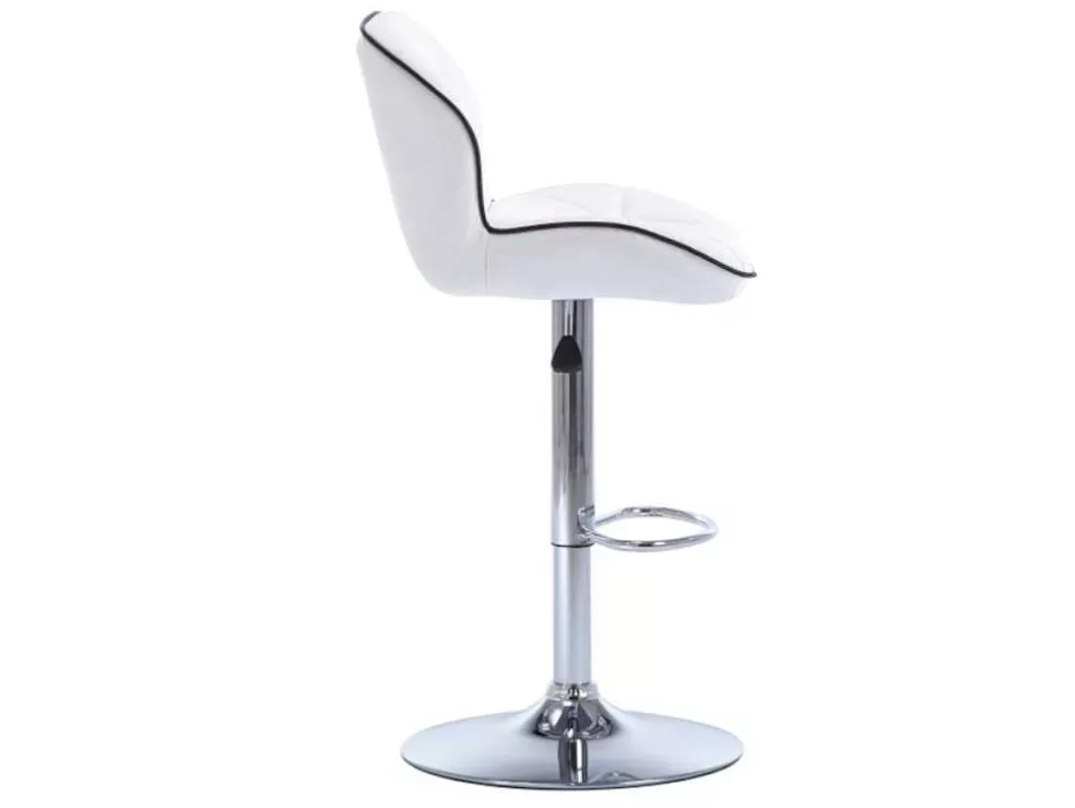 Vente-unique Lote De 2 Bancos Altos Calvin - Pele Sintética - Altura Ajustavel - Branco* Bancos De Bar