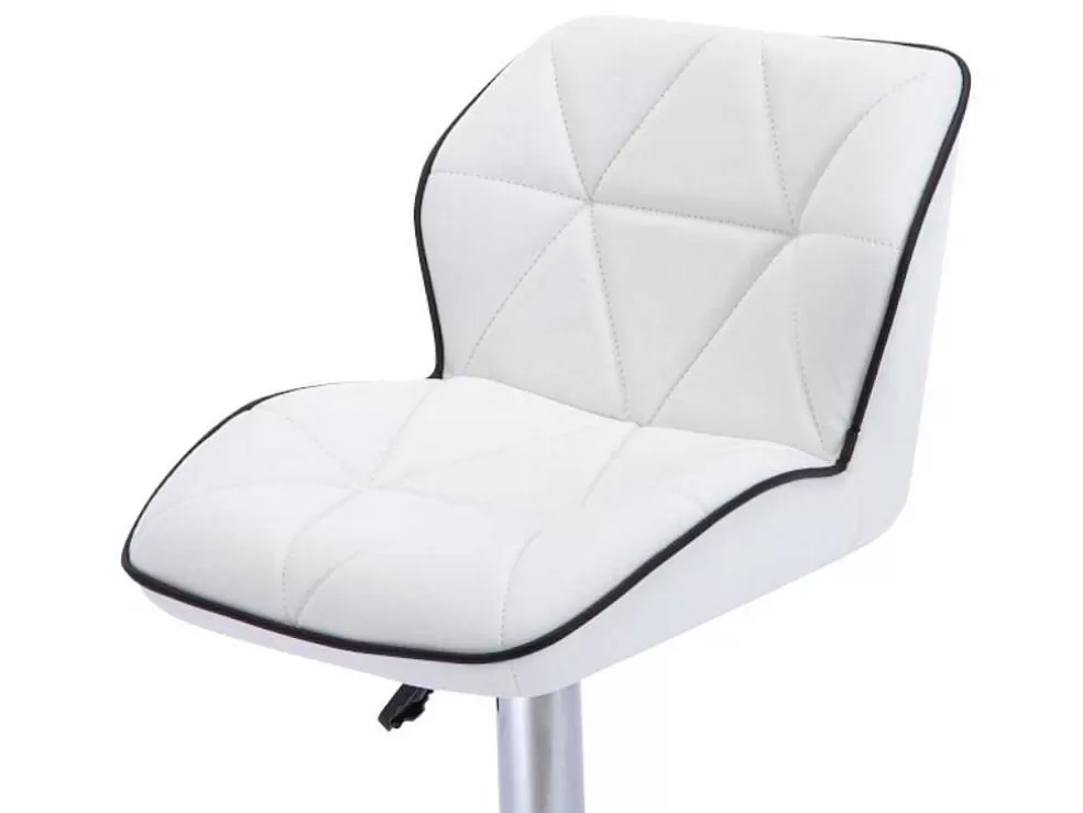 Vente-unique Lote De 2 Bancos Altos Calvin - Pele Sintética - Altura Ajustavel - Branco* Bancos De Bar