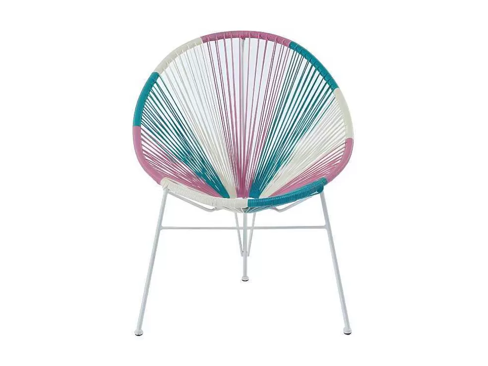MYLIA Lote De 2 Cadeiras De Jardim Em Fios De Resina Entrelacada - Rosa, Azul, Branco - Alios Ii De * Conjunto Relax De Jardim