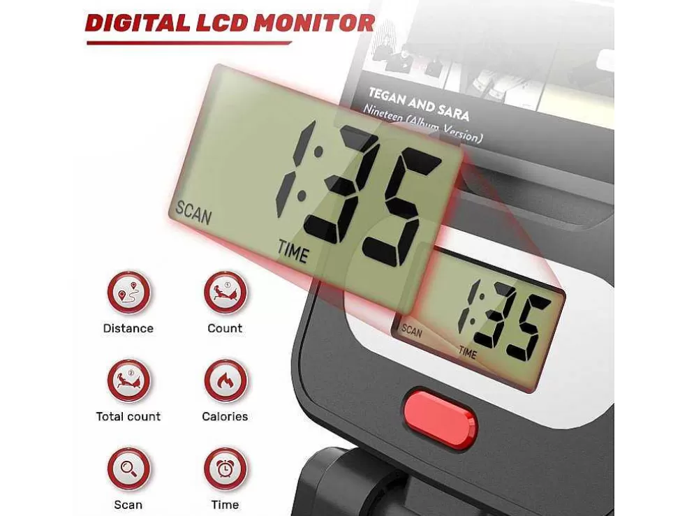 Vente-unique Maquina De Remo Magnetica Para Casa, Ginasio, Escritório, Treino 16 Niveis De Resistencia Ajustavel Com Monitor Lcd* Fitness
