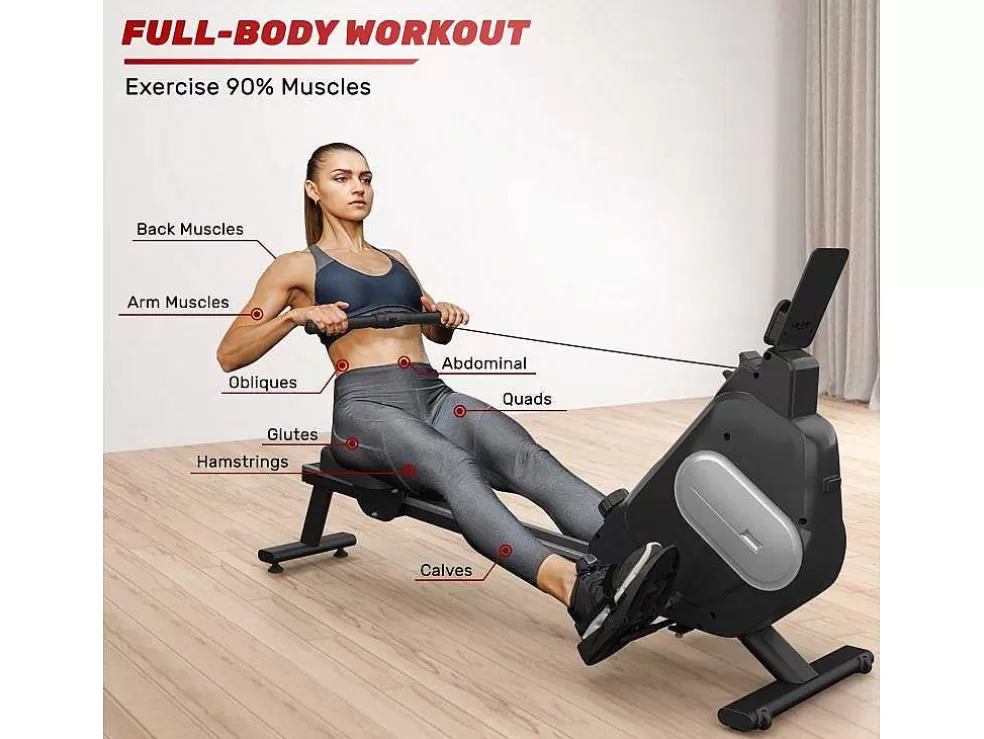 Vente-unique Maquina De Remo Magnetica Para Casa, Ginasio, Escritório, Treino 16 Niveis De Resistencia Ajustavel Com Monitor Lcd* Fitness
