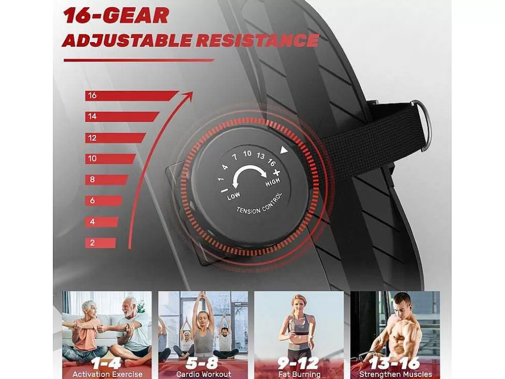 Vente-unique Maquina De Remo Magnetica Para Casa, Ginasio, Escritório, Treino 16 Niveis De Resistencia Ajustavel Com Monitor Lcd* Fitness
