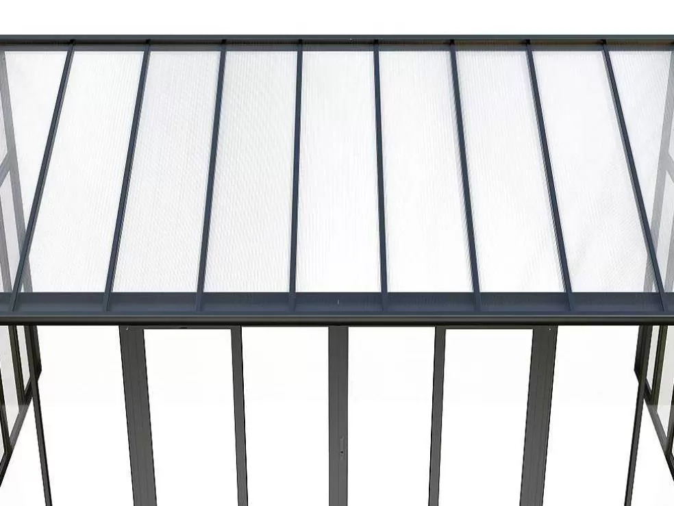EXPERTLAND Marquise Em Aluminio E Policarbonato Com Protecao Uv 15,8 M Antracite - Mathilda* Pérgola, Coreto, Quiosque