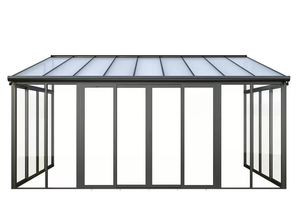 EXPERTLAND Marquise Em Aluminio E Policarbonato Com Protecao Uv 15,8 M Antracite - Mathilda* Pérgola, Coreto, Quiosque