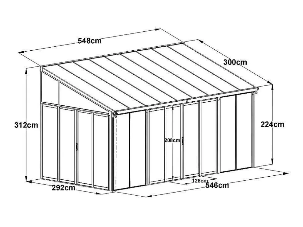 EXPERTLAND Marquise Em Aluminio E Policarbonato Com Protecao Uv 15,8 M Antracite - Mathilda* Pérgola, Coreto, Quiosque