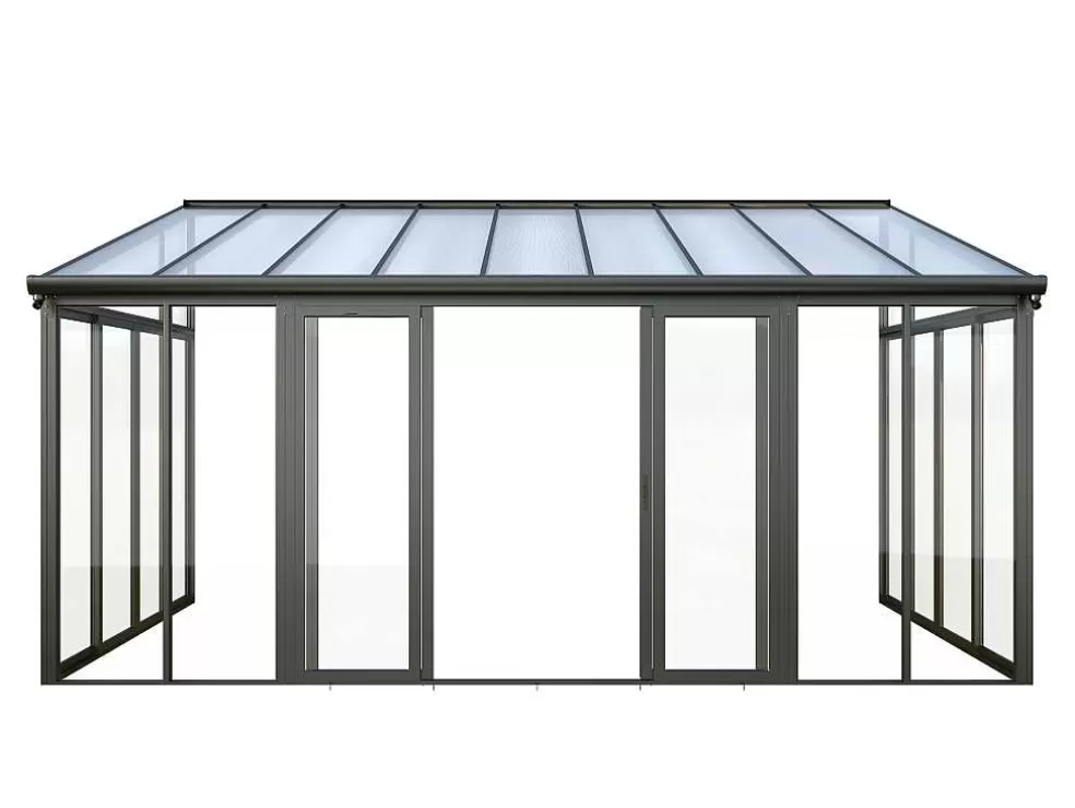 EXPERTLAND Marquise Em Aluminio E Policarbonato Com Protecao Uv 15,8 M Antracite - Mathilda* Pérgola, Coreto, Quiosque