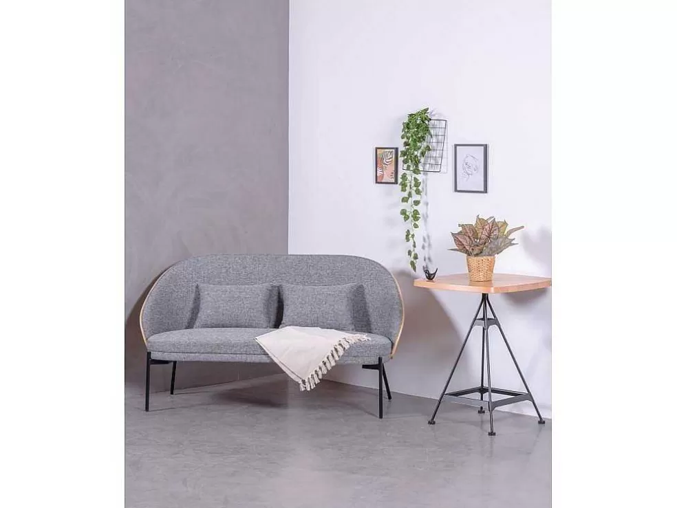 Vente-unique Mesa Alta Industrial Em Madeira De Faia E Aco Lacado (60X60Cm) - Amadeus - Faia Natural* Mesa De Apoio