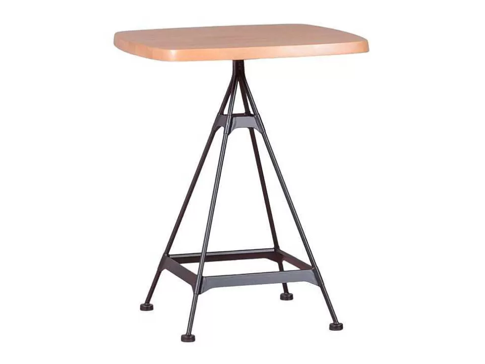 Vente-unique Mesa Alta Industrial Em Madeira De Faia E Aco Lacado (60X60Cm) - Amadeus - Faia Natural* Mesa De Apoio