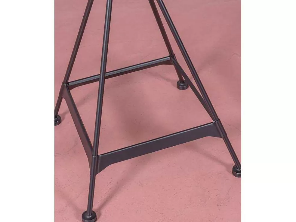 Vente-unique Mesa Alta Industrial Em Madeira De Faia E Aco Lacado (60X60Cm) - Amadeus - Faia Natural* Mesa De Apoio