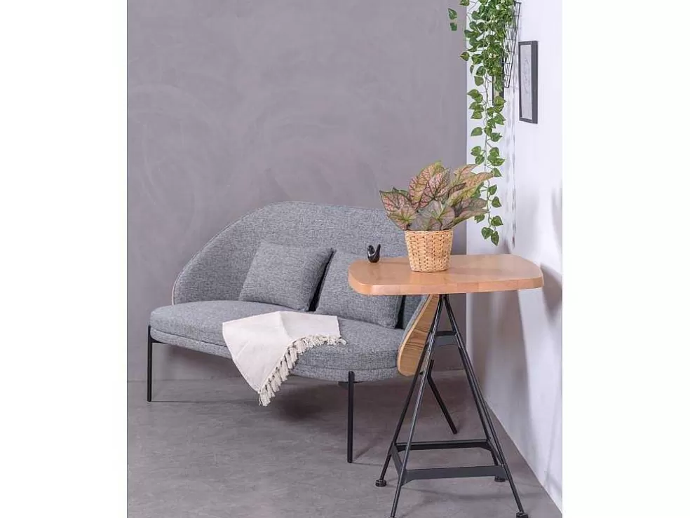 Vente-unique Mesa Alta Industrial Em Madeira De Faia E Aco Lacado (60X60Cm) - Amadeus - Faia Natural* Mesa De Apoio