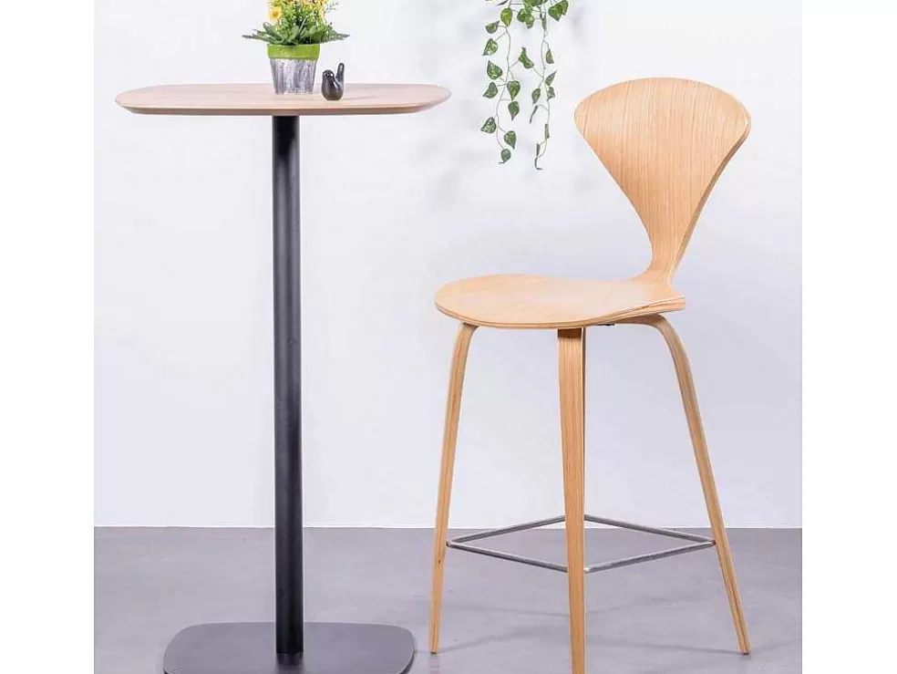 Vente-unique Mesa Alta Para Bar Estilo Industrial, 106Cm De Altura E 60X60Cm - Pub - Carvalho* Móvel De Cozinha
