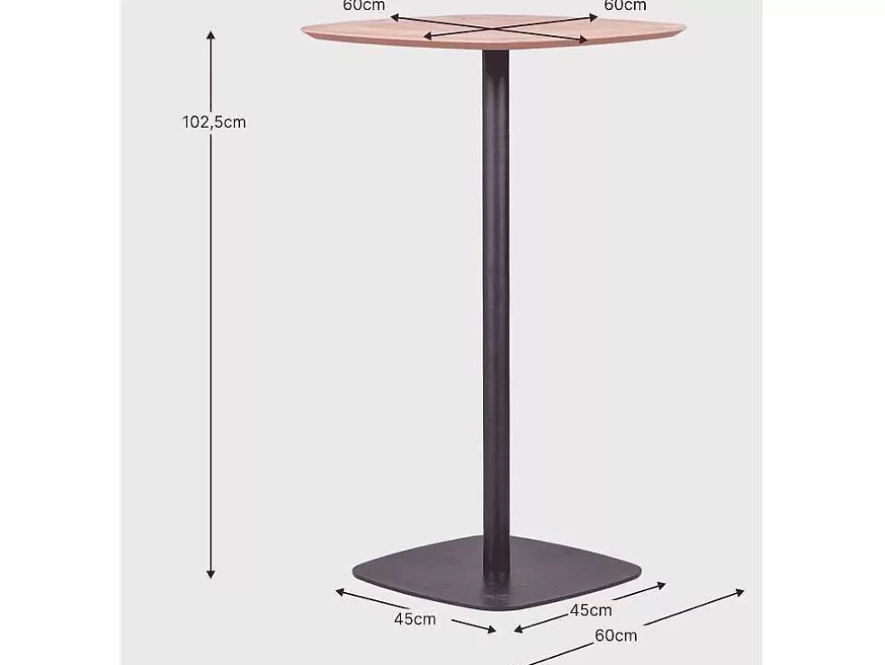 Vente-unique Mesa Alta Para Bar Estilo Industrial, 106Cm De Altura E 60X60Cm - Pub - Carvalho* Móvel De Cozinha